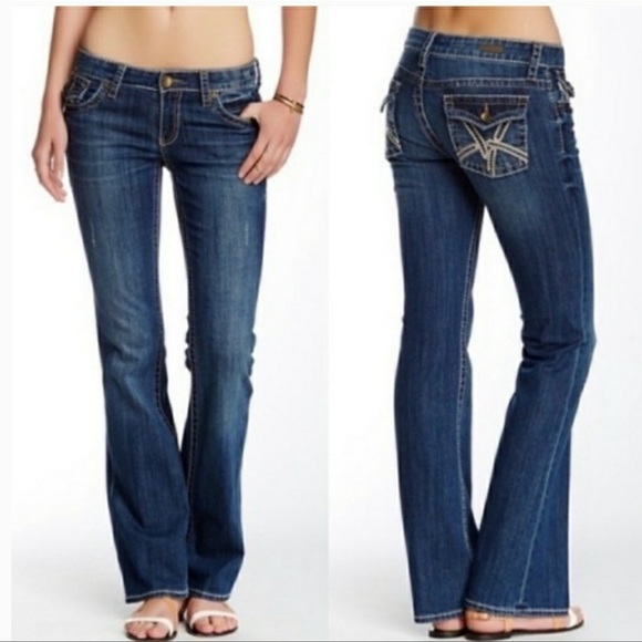 Kut from the Kloth Denim - KUT From The Cloth So Low Bootcut Flare Size 10 Thick Stitch Flap Pockets